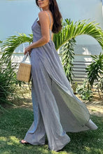 Load image into Gallery viewer, Sleeveless Striped Spaghetti Straps Top with Striped Trousers Two Piece Sets