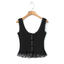 Load image into Gallery viewer, Lace Splicing Sling Vest Women Short Top