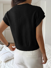 Load image into Gallery viewer, Women Clothing Autumn Winter Casual Vacation Deep V Plunge Neck Solid Color Sweater with Short Sleeves