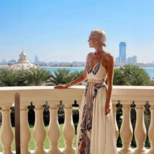 Load image into Gallery viewer, Summer Backless Self Tie Dress Printed V neck Elegant Dress