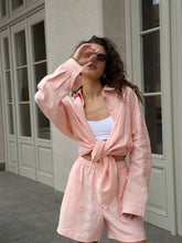 Load image into Gallery viewer, Cotton Button Cardigan Long Sleeve Two Piece Sets