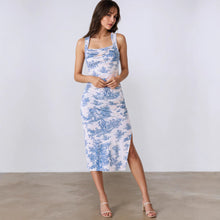 Load image into Gallery viewer, Summer Fresh Maxi Dress Square Collar Slimming Side Slit Sling Dress