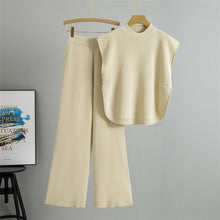 Load image into Gallery viewer, Women Knit Casual Sleeveless Vest Sweater Wide Leg Pants Two Piece Set