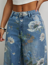 Load image into Gallery viewer, Street Trends Loose Straight Wide Leg Pants Printed Denim Trousers