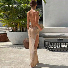 Load image into Gallery viewer, Double Sided High Slit Sling Beautiful Back Knitted Dress Beach Dress Women