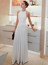 Load image into Gallery viewer, Women Clothing Solid Color Sleeveless Halter Backless Pleated A line Maxi Dress