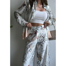 Load image into Gallery viewer, Printed Long Sleeved Top Wide Leg Pants Two Piece Set