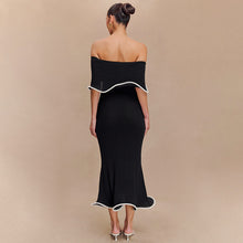 Load image into Gallery viewer, Summer Contrast Color Ruffled off the Shoulder Tube Top Backless Dress