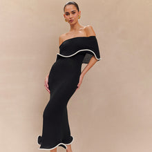 Load image into Gallery viewer, Summer Contrast Color Ruffled off the Shoulder Tube Top Backless Dress