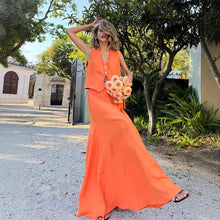 Load image into Gallery viewer, Cotton Linen Vest Skirt Casual Set