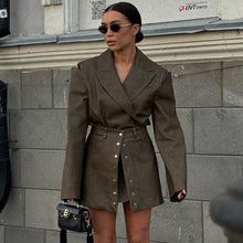 Load image into Gallery viewer, Retro Leather Skirt Two Piece Sets