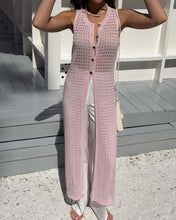 Load image into Gallery viewer, Blouse Hollow Cutout Vest Cardigan Two Piece Sets