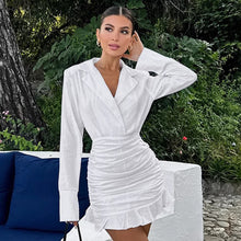 Load image into Gallery viewer, Spring White Cotton Linen Slim Fit Slimming Flounce Dress
