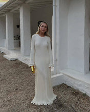 Load image into Gallery viewer, Women Clothing at Pleated Wavy Side Backless Lace up Long Sleeve Dress