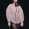Fashionable Casual Shirt Women Autumn Sweet Lantern Sleeve Stitching Design Loose Top