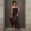 Sexy Tube Top off Neck Mesh Stitching Dress
