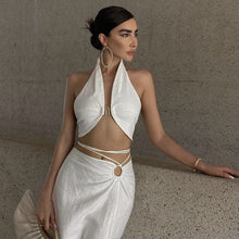 Load image into Gallery viewer, Popular Summer Women Sexy V Neck Design Crocheted Backless Halter Vest