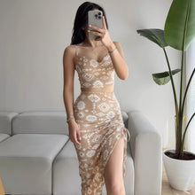 Load image into Gallery viewer, Vacation Sexy Summer Sexy Floral Camisole Midi Skirt Two Piece Sets
