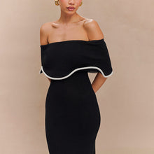 Load image into Gallery viewer, Summer Contrast Color Ruffled off the Shoulder Tube Top Backless Dress