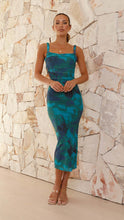Load image into Gallery viewer, Sleeveless Backless off Neck Printed Summer Split Mid Length Sling Dress Women