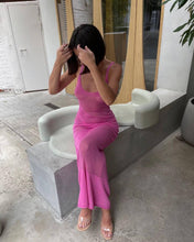 Load image into Gallery viewer, Sexy See through Backless Slim Fit Beach Beach Cover Up Bohemian Woolen Long Patchwork Dress