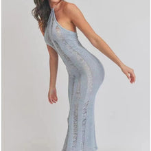 Load image into Gallery viewer, Sleeveless Sexy Slim Fit See through Halter Cut out Maxi Dress Women Knitted Sling Backless Dress