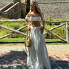 Corset Lace Pleated Tiered Skirt Set