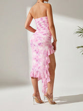 Load image into Gallery viewer, Women Clothing Sexy Slit Tube Top Dress Summer Ruffles Slit Dress