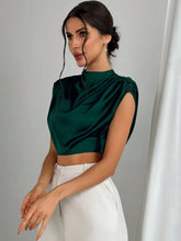 Load image into Gallery viewer, Women Clothing Pleated Batwing Sleeve Satin Shirt