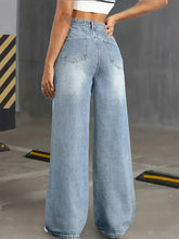Load image into Gallery viewer, High Waist Straight Jeans Light Color Water Scrubbing All Season Casual Street Clothing Suitable All Seasons