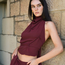 Load image into Gallery viewer, Women Clothing Solid Color Halter Lace up Bare Back Sexy Short Top