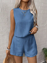 Load image into Gallery viewer, Cotton Linen Sleeveless Top With Shorts Set