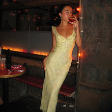 Load image into Gallery viewer, French Holiday Floral Strap Dress Ruffled Maxi Dress