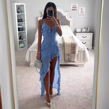 Load image into Gallery viewer, Sexy Sling Irregular Asymmetric Solid Color Dress