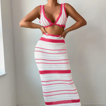 Load image into Gallery viewer, Striped Texture Bikini Skirt Two Piece Sets