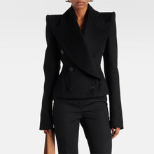 Load image into Gallery viewer, Early Autumn Double Breasted Simple Slim Fit Large Collared Woolen Jacket Coat