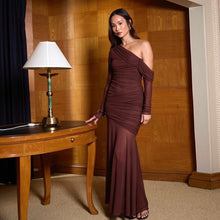 Load image into Gallery viewer, Pleated Long Sleeve Slim Fit Dress
