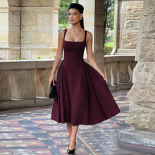 Load image into Gallery viewer, French Square Collar Dress Retro Slim Fit Dress