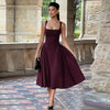French Square Collar Dress Retro Slim Fit Dress