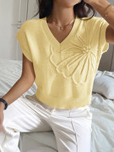 Load image into Gallery viewer, Women Clothing Autumn Winter Casual Vacation Deep V Plunge Neck Solid Color Sweater with Short Sleeves