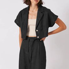 Load image into Gallery viewer, Summer French Cotton Linen Short Collared Shirt