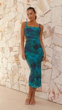 Load image into Gallery viewer, Sleeveless Backless off Neck Printed Summer Split Mid Length Sling Dress Women