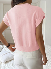 Load image into Gallery viewer, Women Clothing Autumn Winter Casual Vacation Deep V Plunge Neck Solid Color Sweater with Short Sleeves