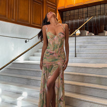 Load image into Gallery viewer, Sexy Spaghetti Strap Floral Print Vacation Slit Dress Women