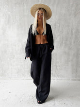 Load image into Gallery viewer, Cotton Casual Two-Piece Set – Loose Shirt and Trousers