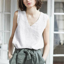 Load image into Gallery viewer, Pure Linen V neck Sleeveless Vest Women