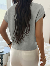 Load image into Gallery viewer, Women Clothing Autumn Winter Casual Vacation Deep V Plunge Neck Solid Color Sweater with Short Sleeves