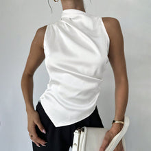 Load image into Gallery viewer, Satin Shirt Women Simple Sleeveless Top
