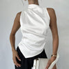 Satin Shirt Women Simple Sleeveless Top