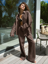 Load image into Gallery viewer, Cotton Casual Two-Piece Set – Loose Shirt and Trousers